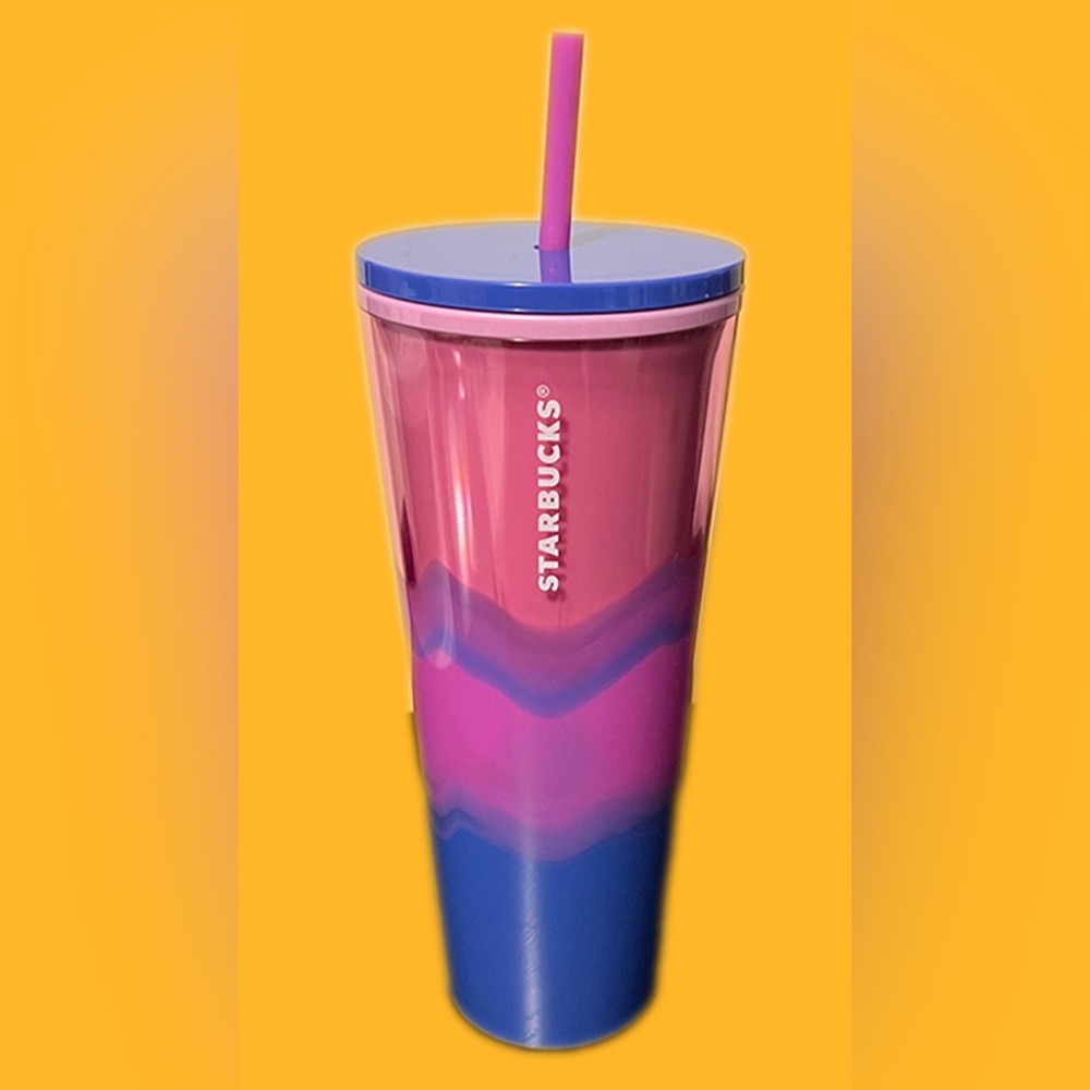 Starbucks Summer 2021 Pink Purple Blue Color Wave 24 OZ Cold Cup Tumbler NWOT